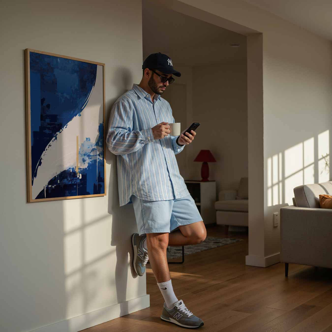 Abstracte Blauwe Golven Poster-WallArtistic