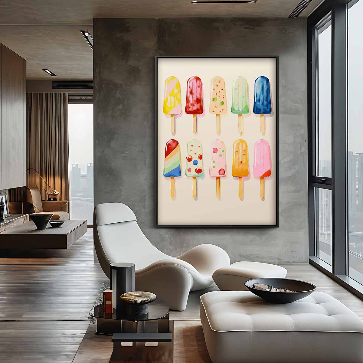Kleurrijke IJsjes Illustratie Kunstwerk-canvas-dibond-plexiglas-wanddecoratie-WallArtistic