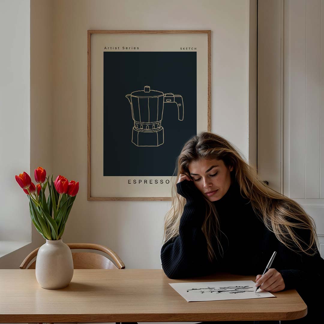Espresso Stijlvolle Keukenkunst Poster-WallArtistic