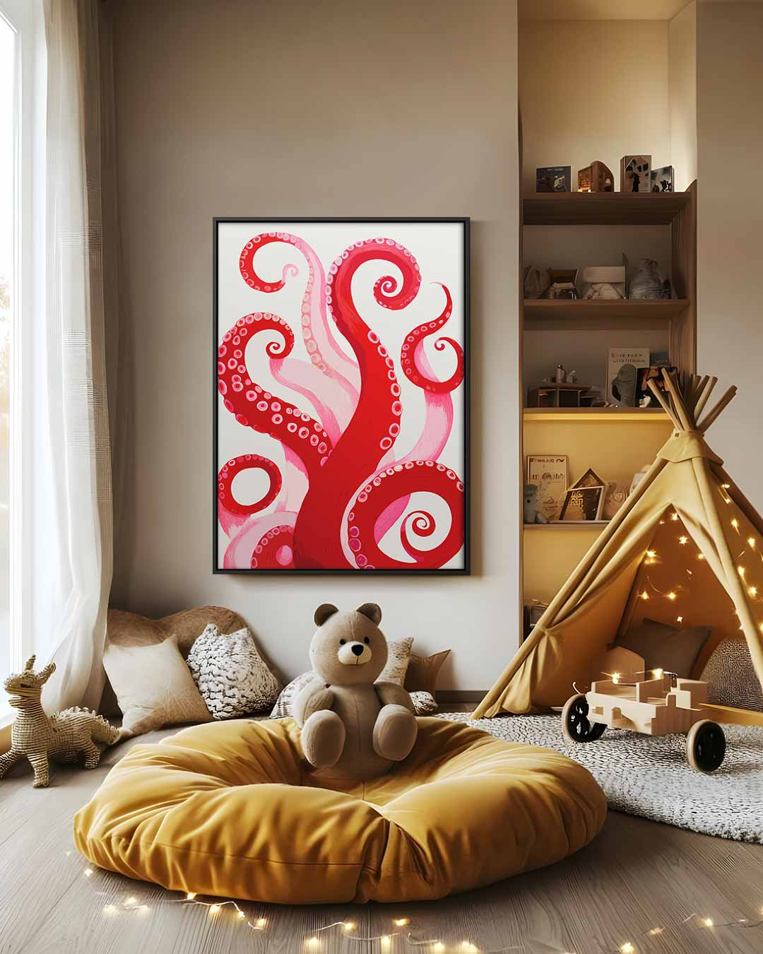 Vurige Tentakeldans Kunstwerk-canvas-dibond-plexiglas-wanddecoratie-WallArtistic