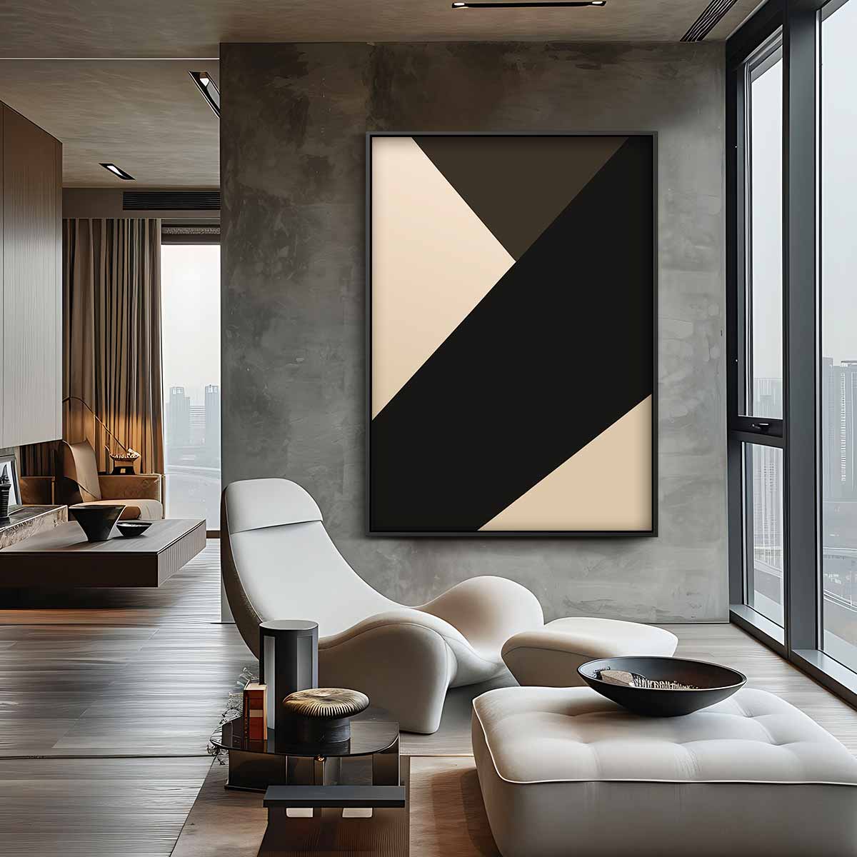 Gedurfde Abstracte Compositie Kunstwerk-canvas-dibond-plexiglas-wanddecoratie-WallArtistic