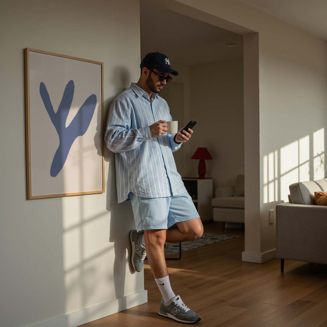 Organische Vormen in Blauw Poster-WallArtistic