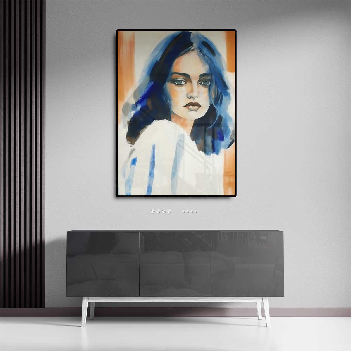 Dromerige Blik in Blauw Kunstwerk-canvas-dibond-plexiglas-wanddecoratie-WallArtistic