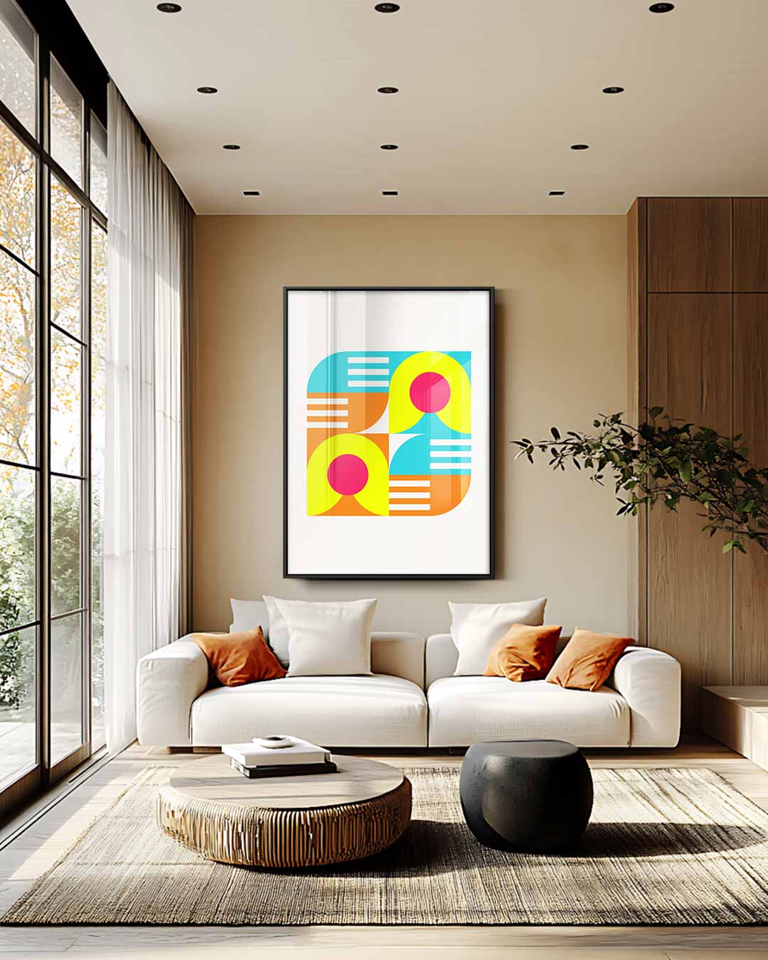 Kleurrijke Abstracte Geometrie Kunstwerk-canvas-dibond-plexiglas-wanddecoratie-WallArtistic