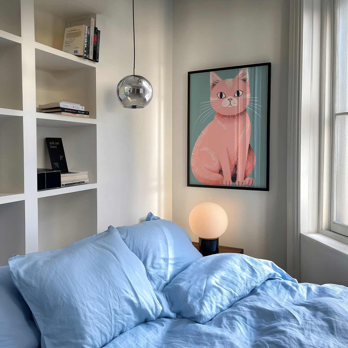 Schattige Roze Kat Poster-WallArtistic