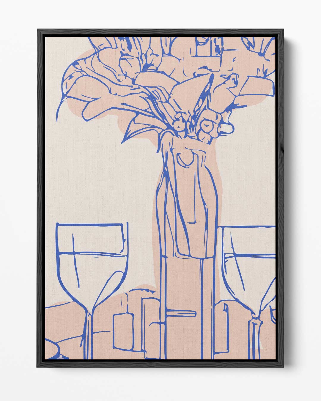 Stilleven met Wijn en Bloemen Kunstwerk-canvas-dibond-plexiglas-wanddecoratie-WallArtistic