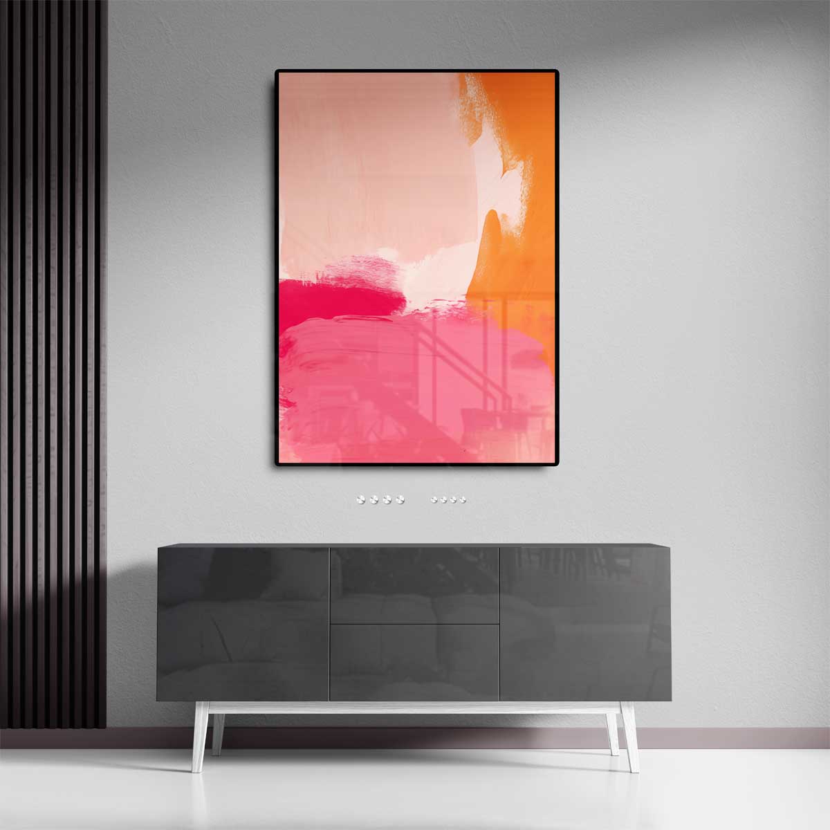 Kleurenexplosie in Zacht Oranje en Roze Kunstwerk-canvas-dibond-plexiglas-wanddecoratie-WallArtistic