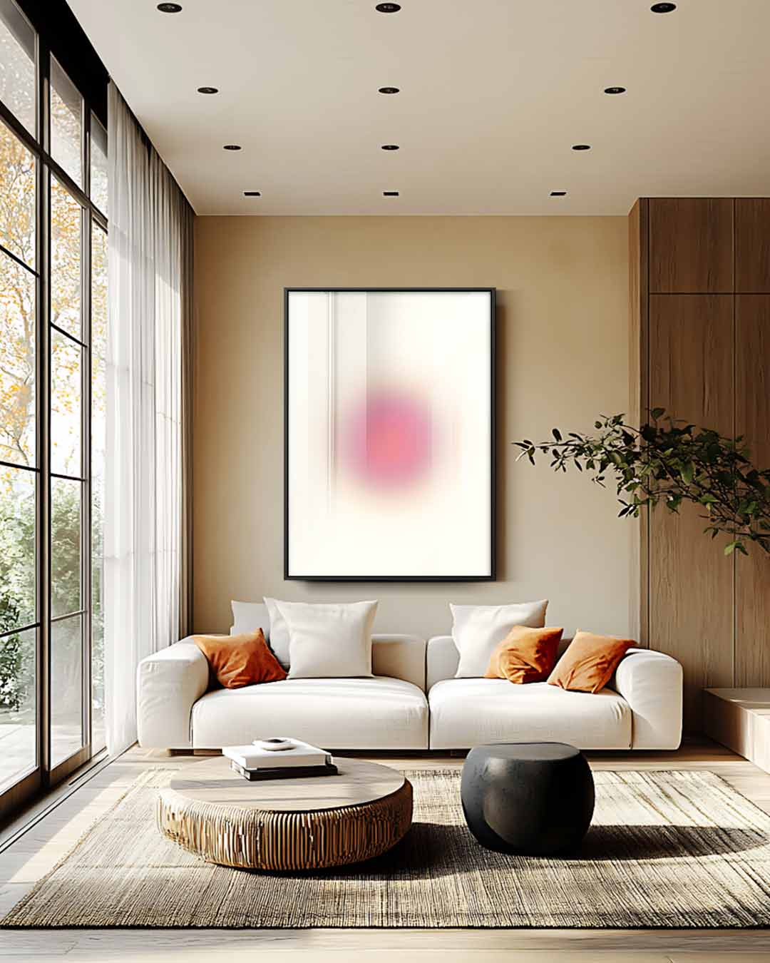 Vervagende Roze Cirkel Kunstwerk-canvas-dibond-plexiglas-wanddecoratie-WallArtistic