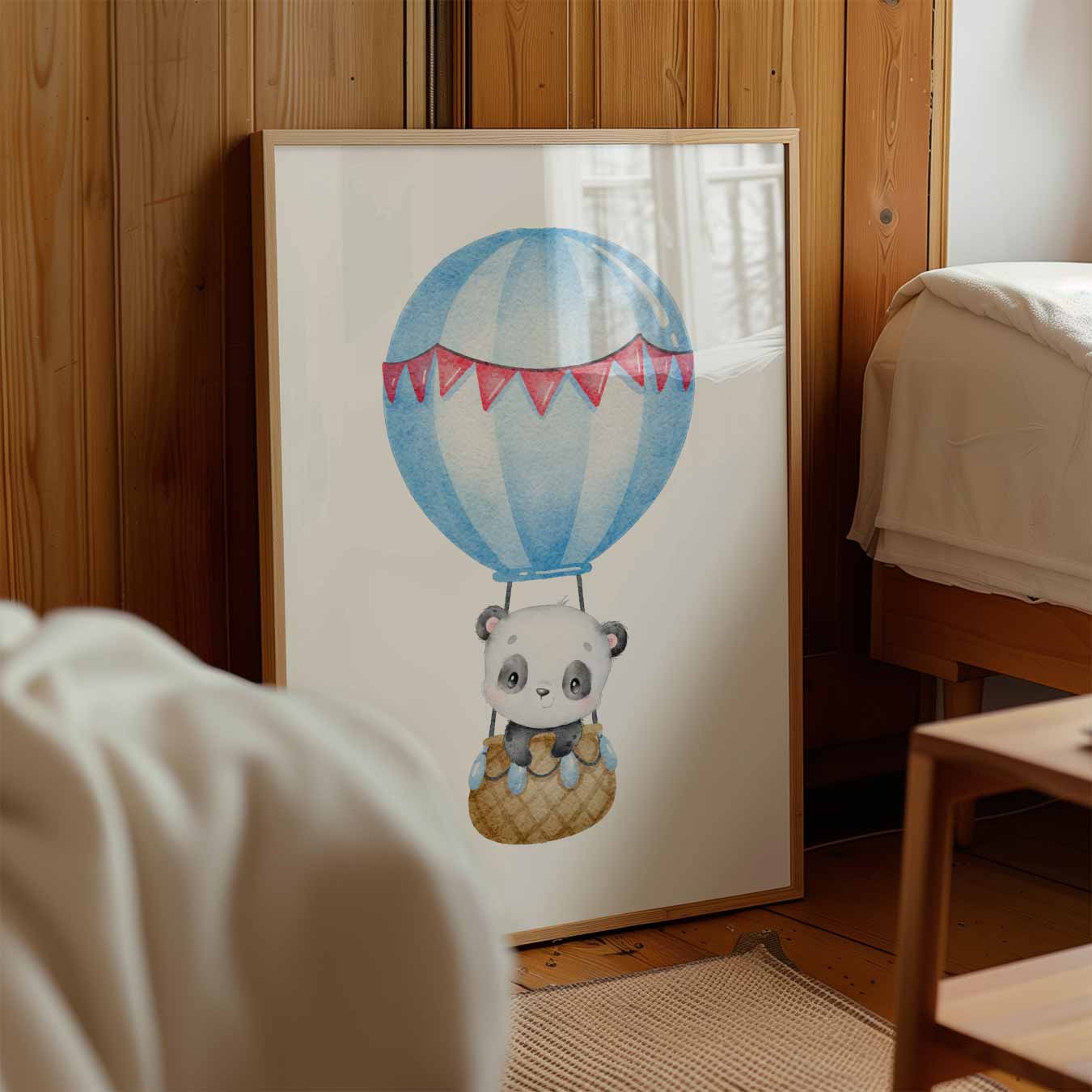 Schattige Panda In Luchtballon Poster
