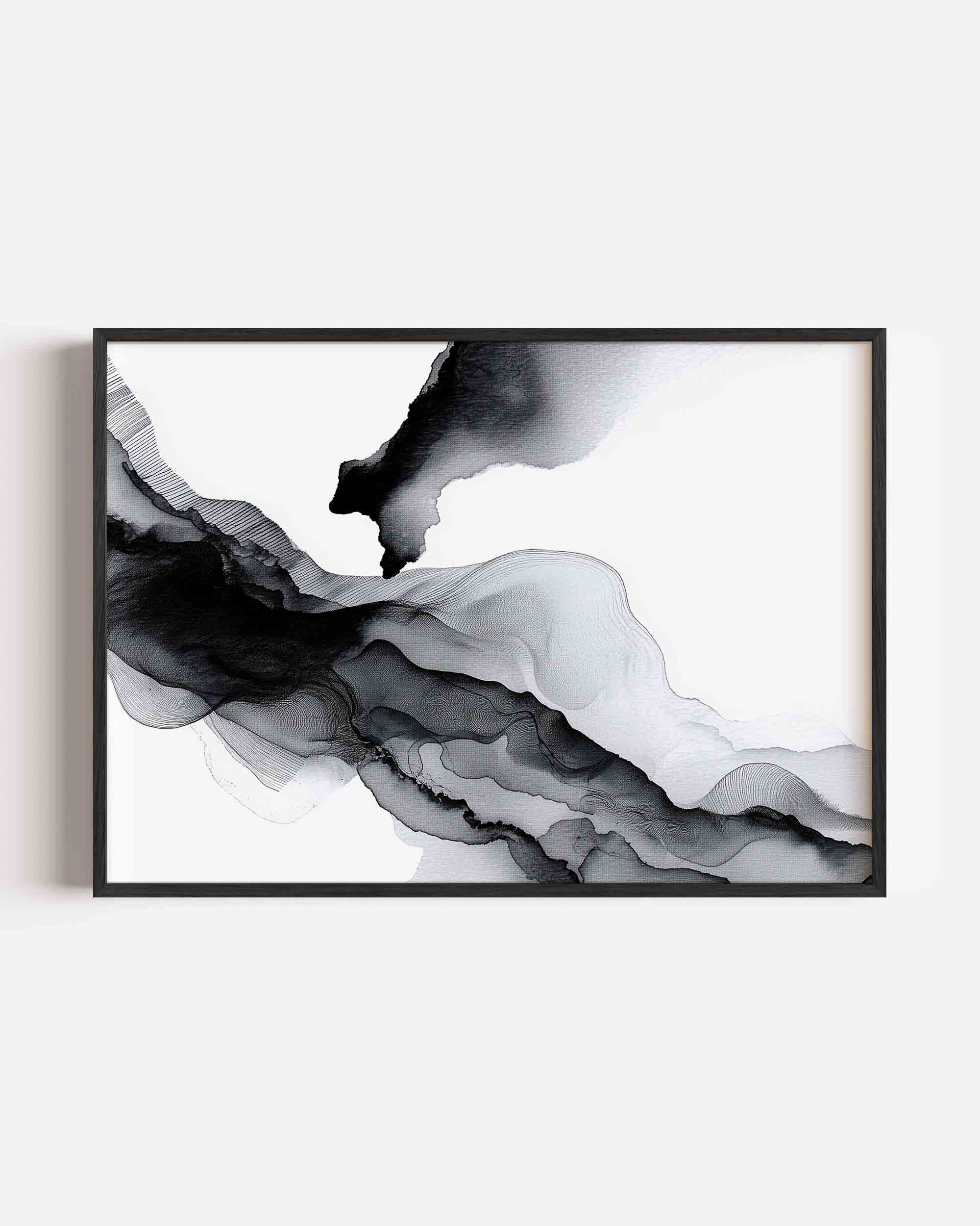 Abstracte zwart wit golven Poster