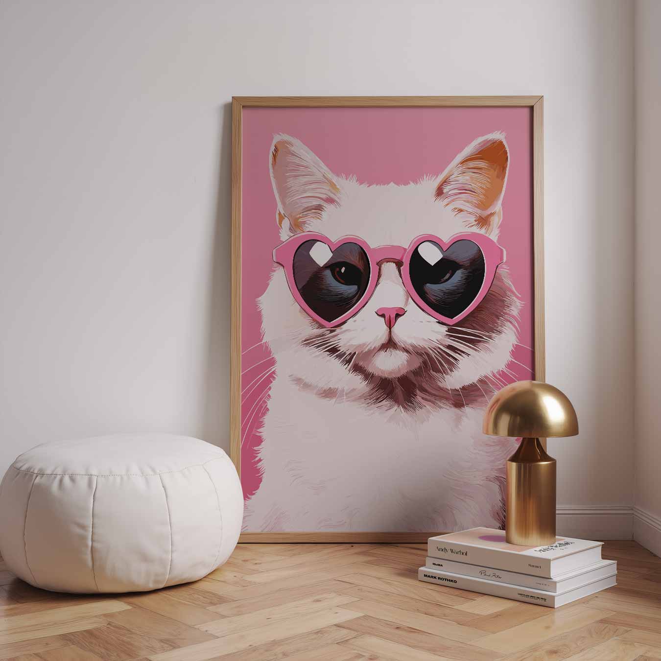 Kat met Hartjesbril Poster-WallArtistic
