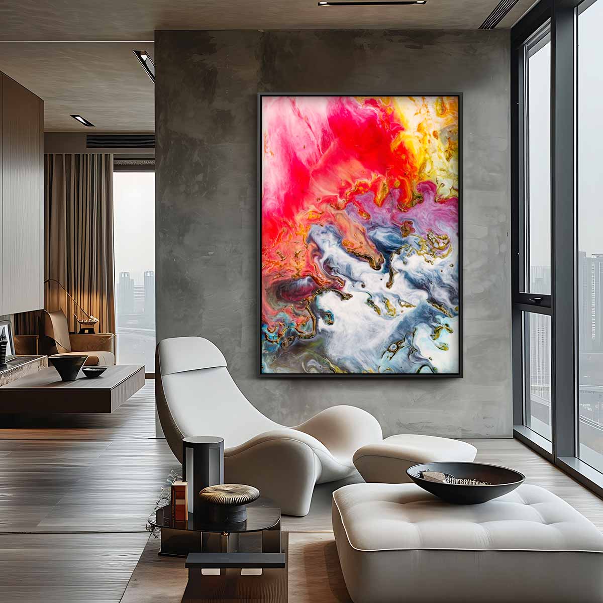 Kleurrijke Kosmos Kunstwerk-canvas-dibond-plexiglas-wanddecoratie-WallArtistic