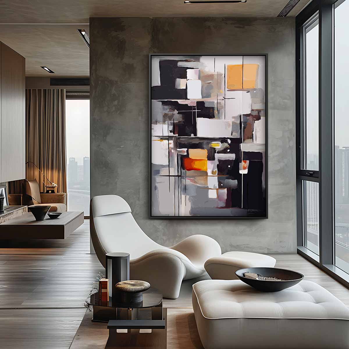 Abstracte Geometrie in Kleuren Kunstwerk-canvas-dibond-plexiglas-wanddecoratie-WallArtistic
