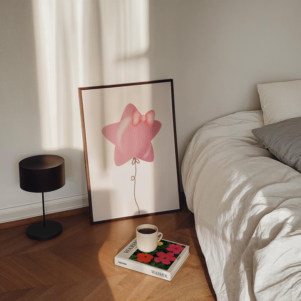 Dromerige Roze Ster Balloon Poster