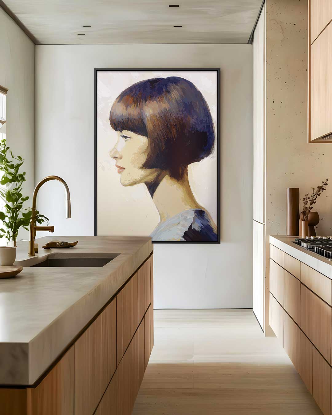 Modern Portret in Profiel Kunstwerk-canvas-dibond-plexiglas-wanddecoratie-WallArtistic