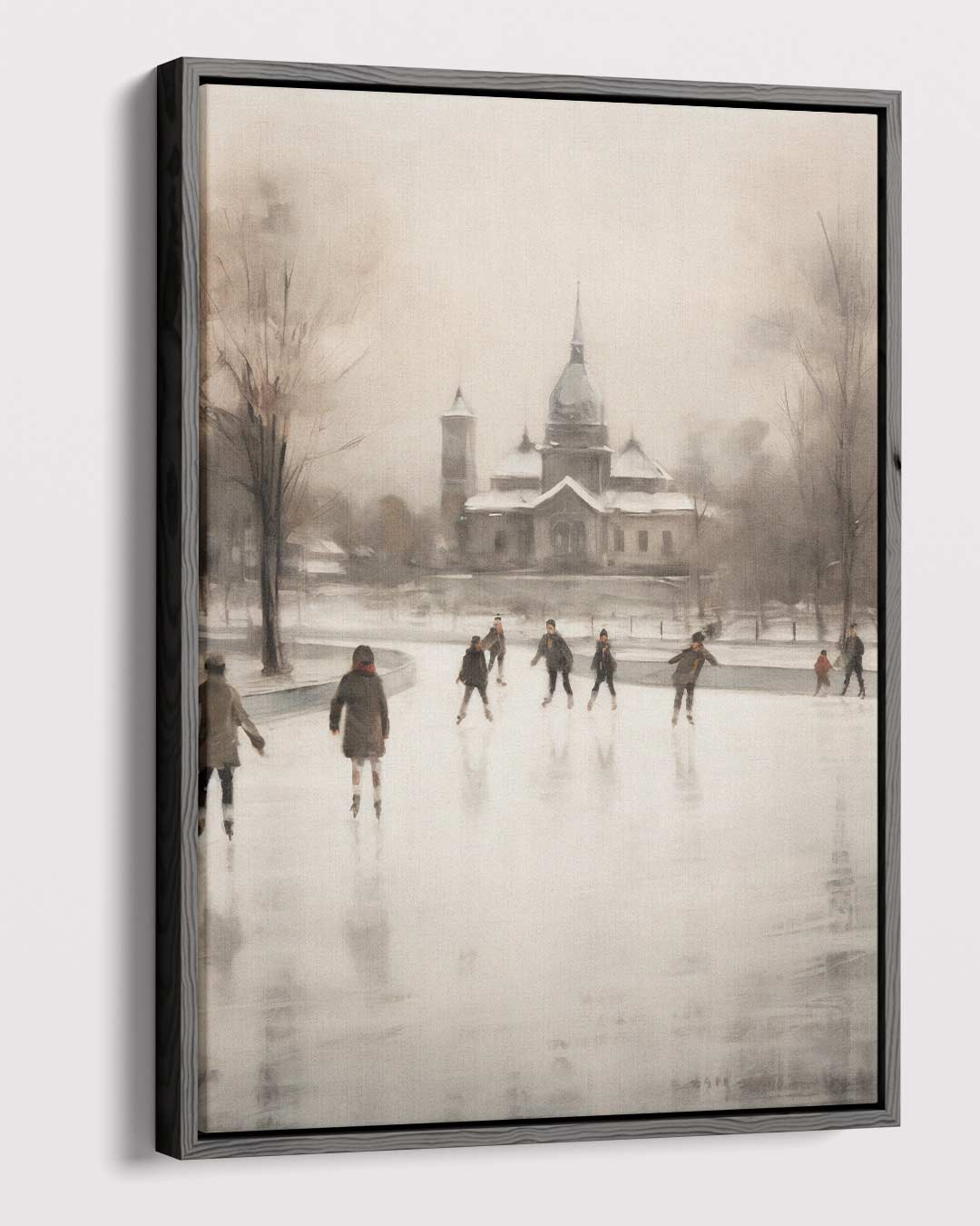 Winterse Schaatspret Kunstwerk-canvas-dibond-plexiglas-wanddecoratie-WallArtistic
