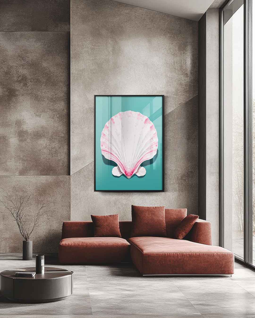 Schelp met Roze Accenten Kunstwerk-canvas-dibond-plexiglas-wanddecoratie-WallArtistic