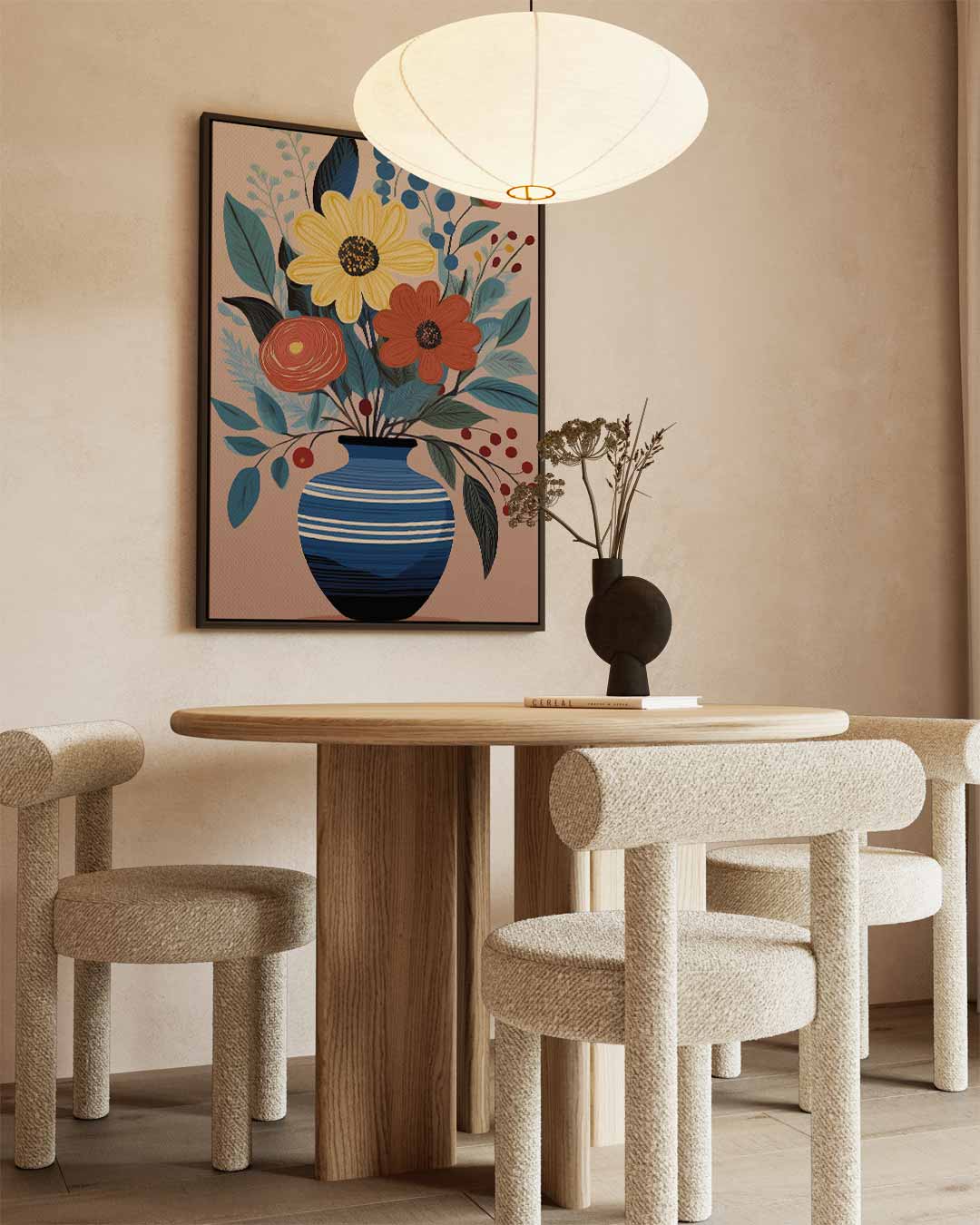 Bloemen in Blauwe Vaas Kunstwerk-canvas-dibond-plexiglas-wanddecoratie-WallArtistic