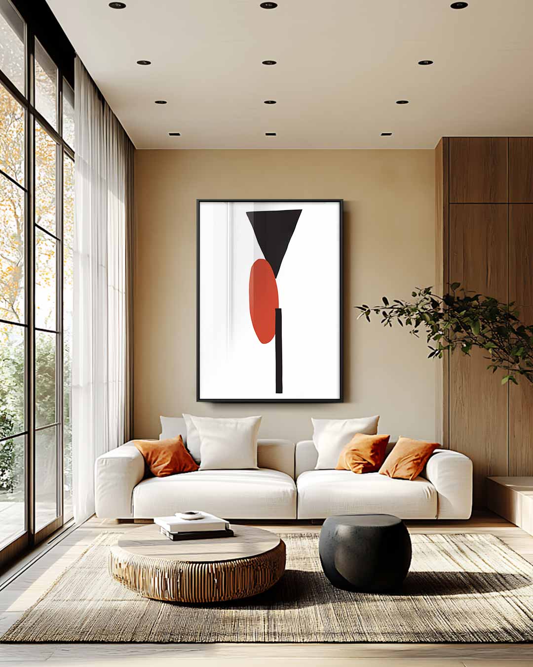 Modern Geometrisch Contrast Kunstwerk-canvas-dibond-plexiglas-wanddecoratie-WallArtistic