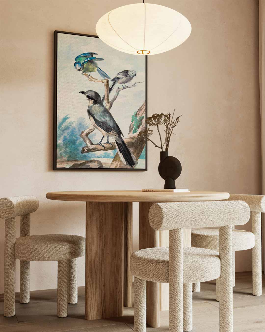 Vogels op een Tak Kunstwerk-canvas-dibond-plexiglas-wanddecoratie-WallArtistic
