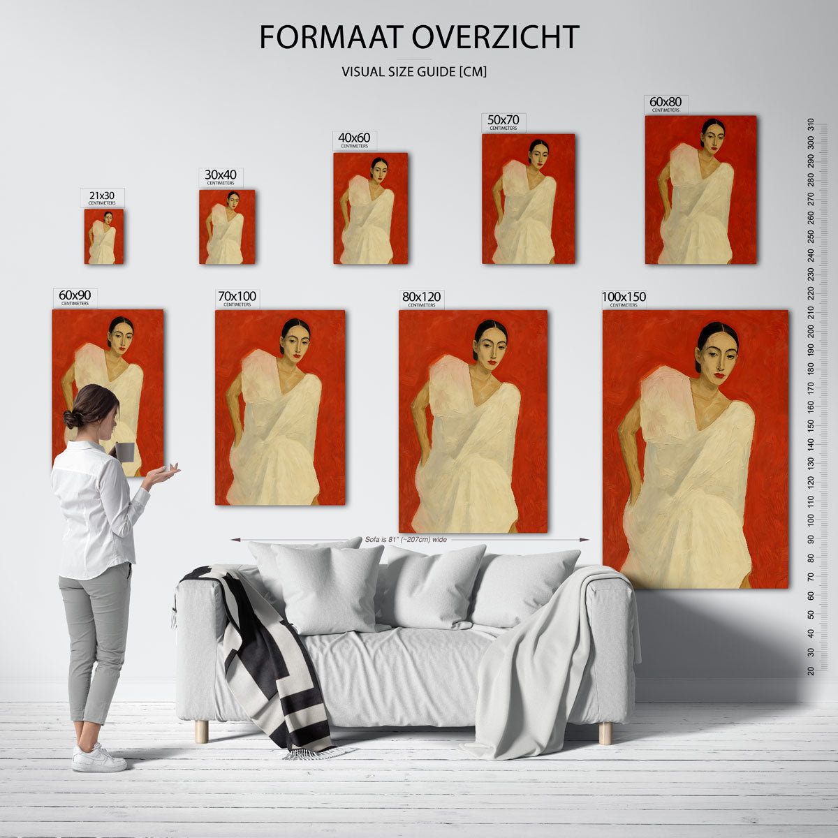 Vrouw in witte jurk Poster