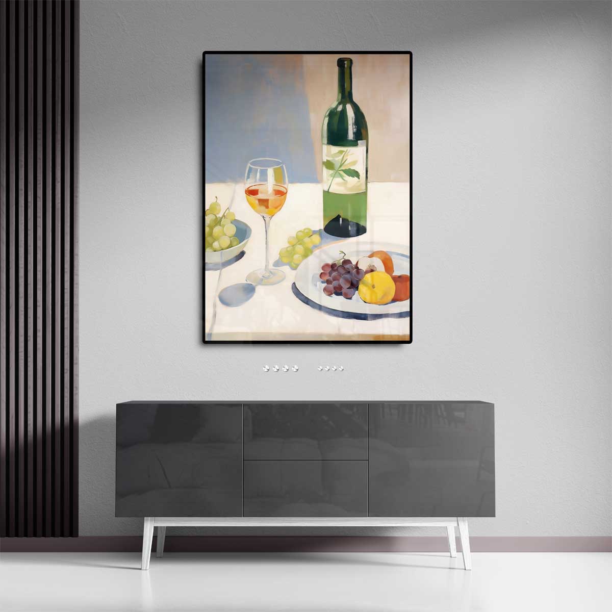 Stilleven met Wijn en Vruchten Kunstwerk-canvas-dibond-plexiglas-wanddecoratie-WallArtistic