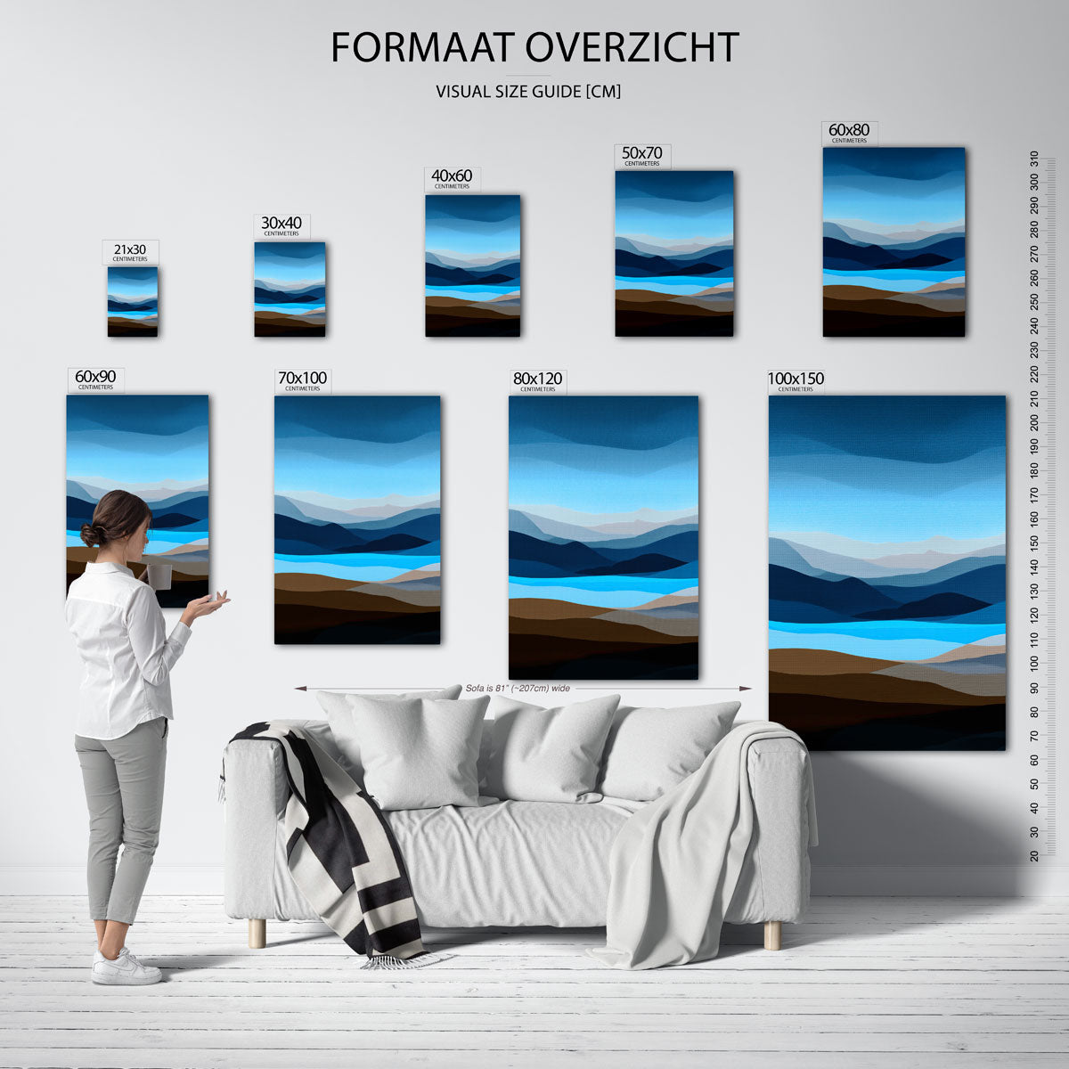 Landschap met blauwe tinten Poster