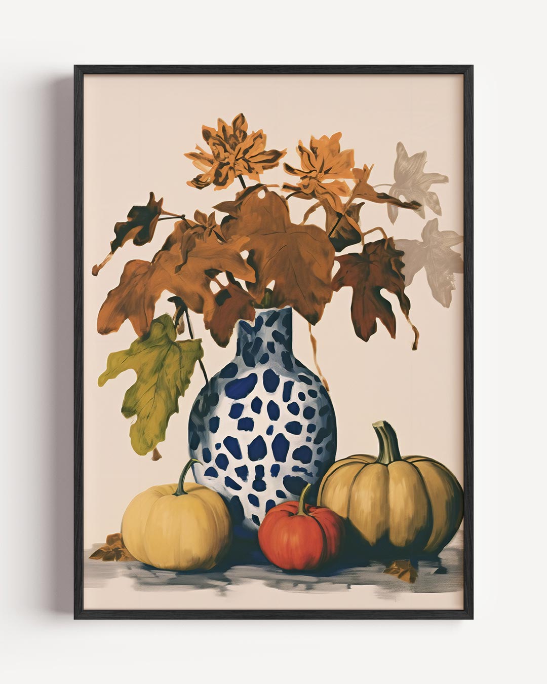 Herfstige Bloemen en Pompoenen Poster-WallArtistic