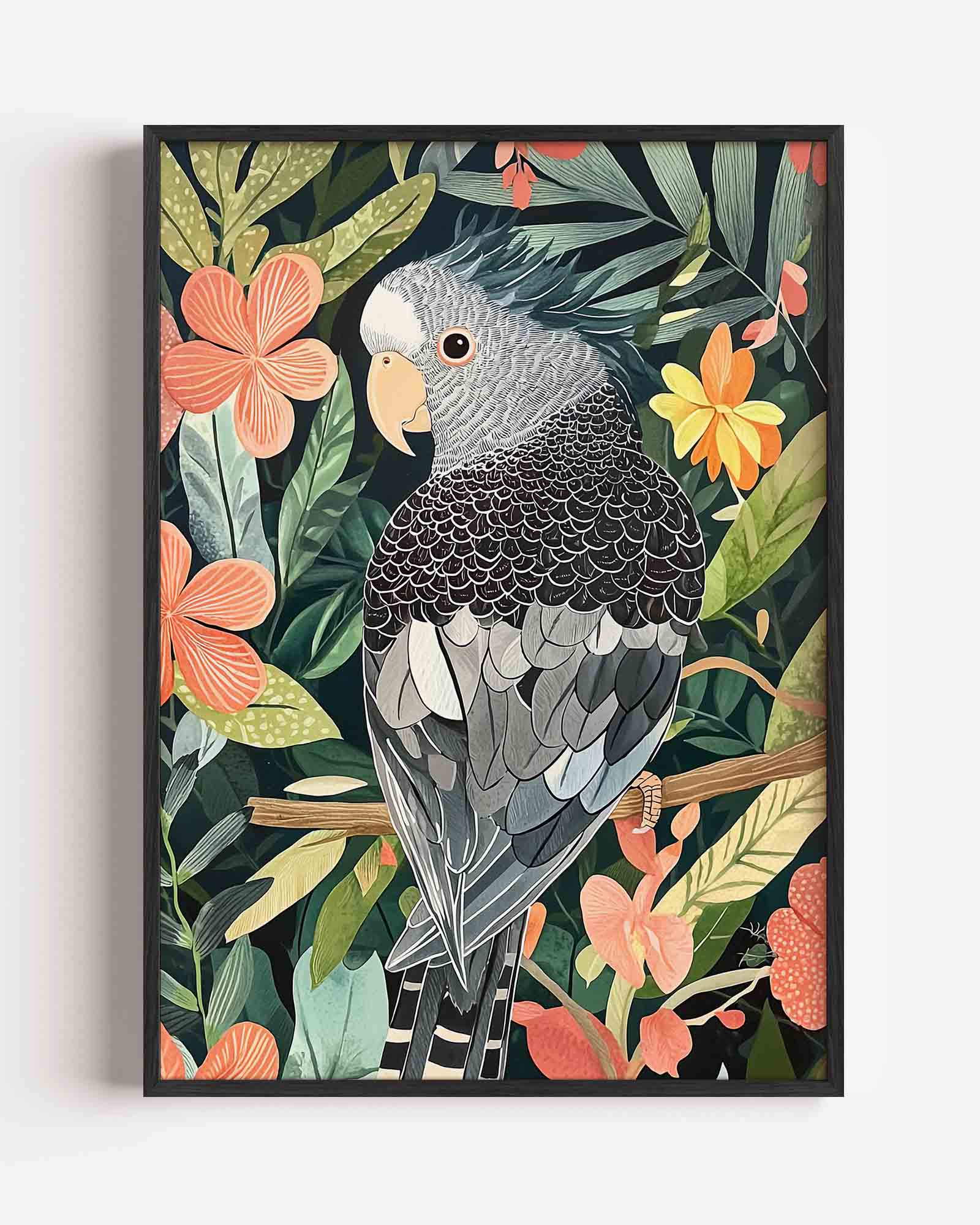 Papegaai en bloemen Poster