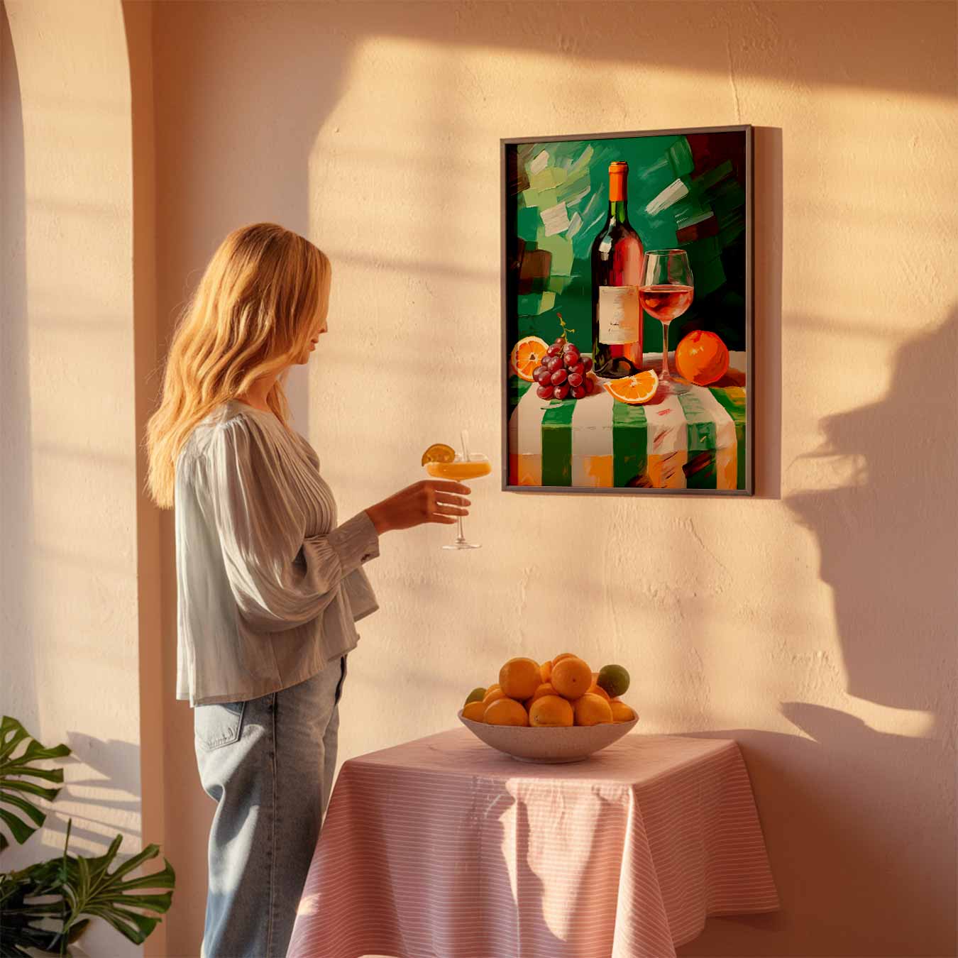 Stijlvolle Wijn en Vruchten Poster-WallArtistic
