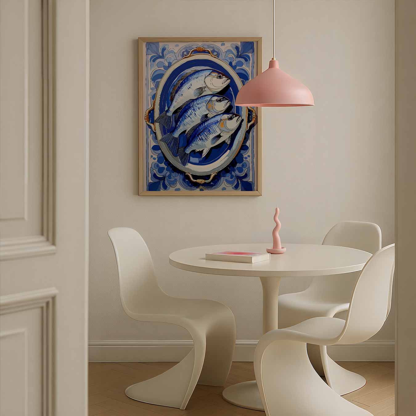 Stijlvolle Blauwe Visprint Poster