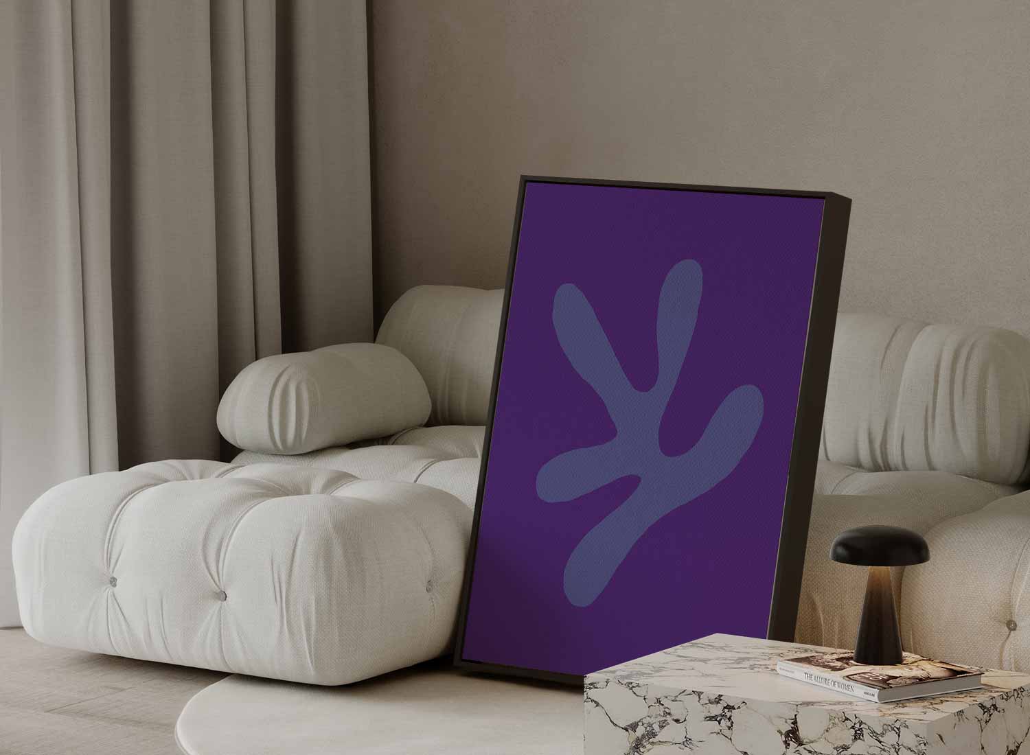 Speelse Paarse Vormen Kunstwerk-canvas-dibond-plexiglas-wanddecoratie-WallArtistic