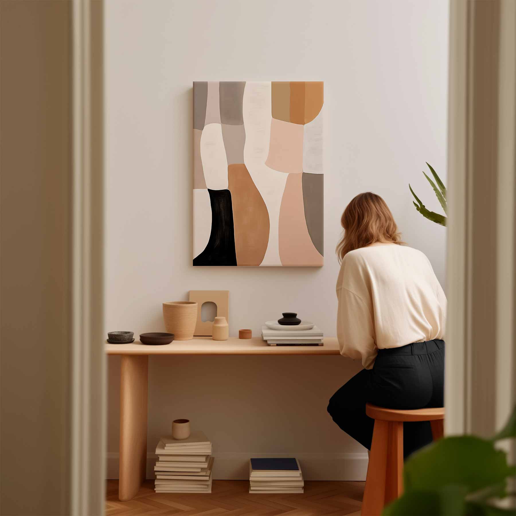 Aardse Abstractie Kunstwerk-canvas-dibond-plexiglas-wanddecoratie-WallArtistic