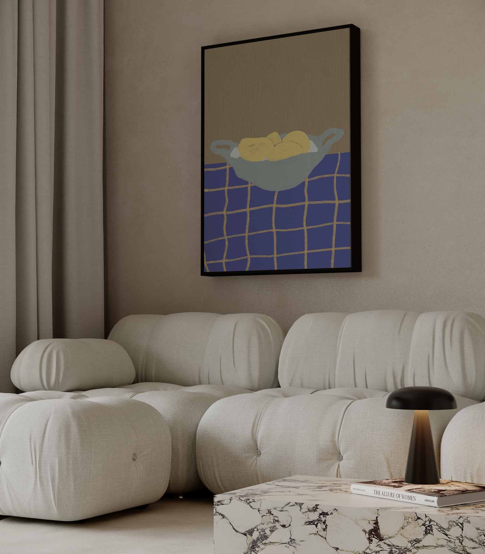 Citroenen in een Blauwe Kamer Kunstwerk-canvas-dibond-plexiglas-wanddecoratie-WallArtistic