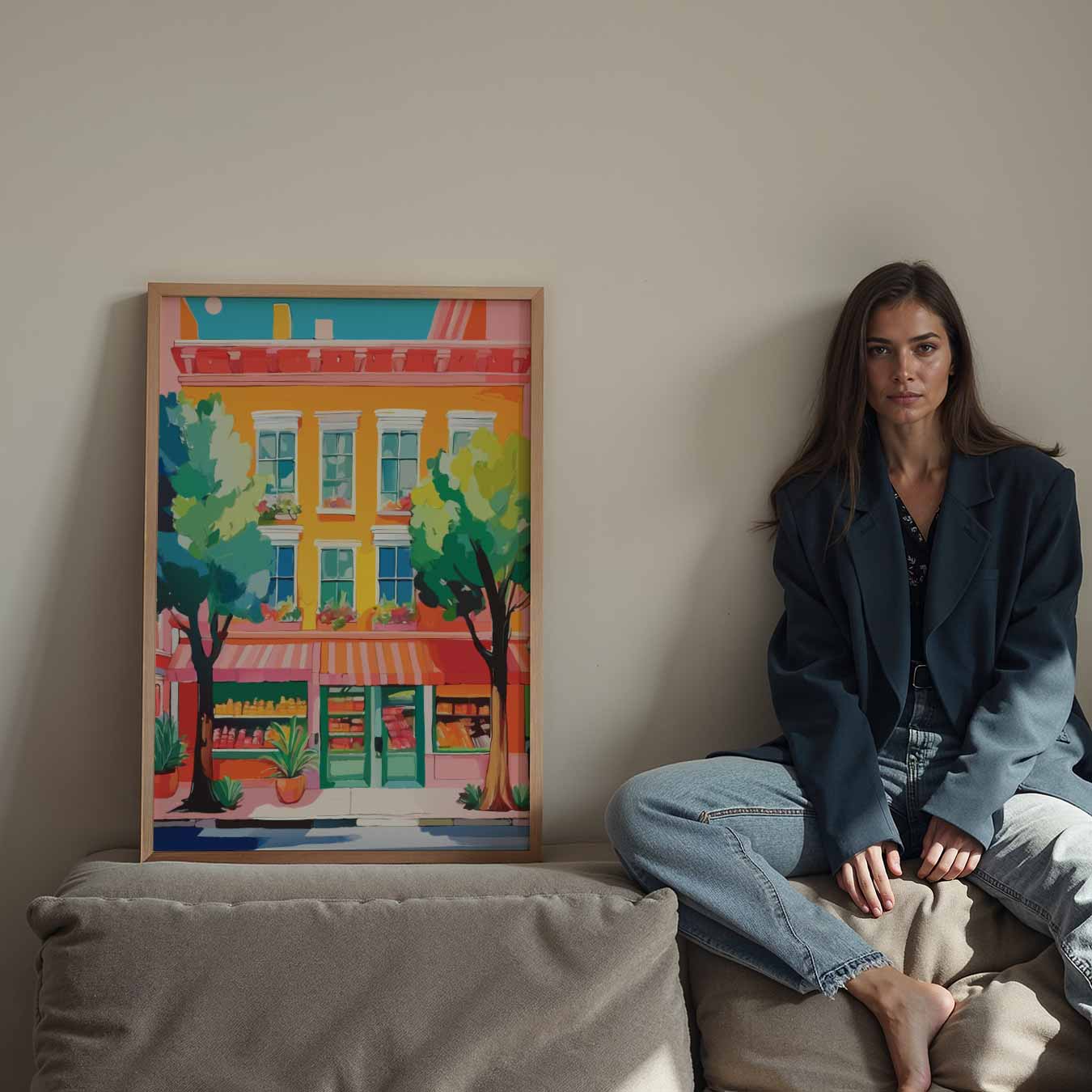 Zonnige Straatwinkel Poster-WallArtistic