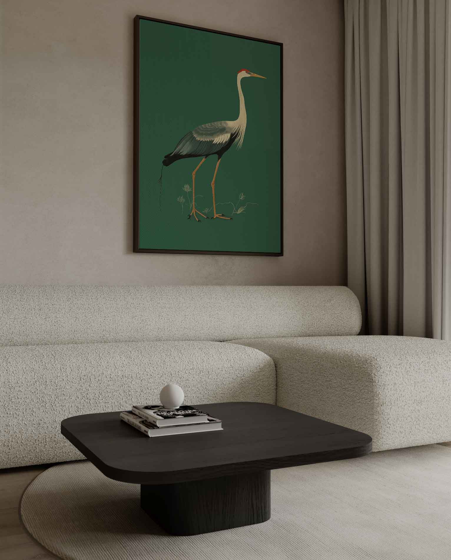 Elegante Kraanvogel Illustratie Kunstwerk-canvas-dibond-plexiglas-wanddecoratie-WallArtistic