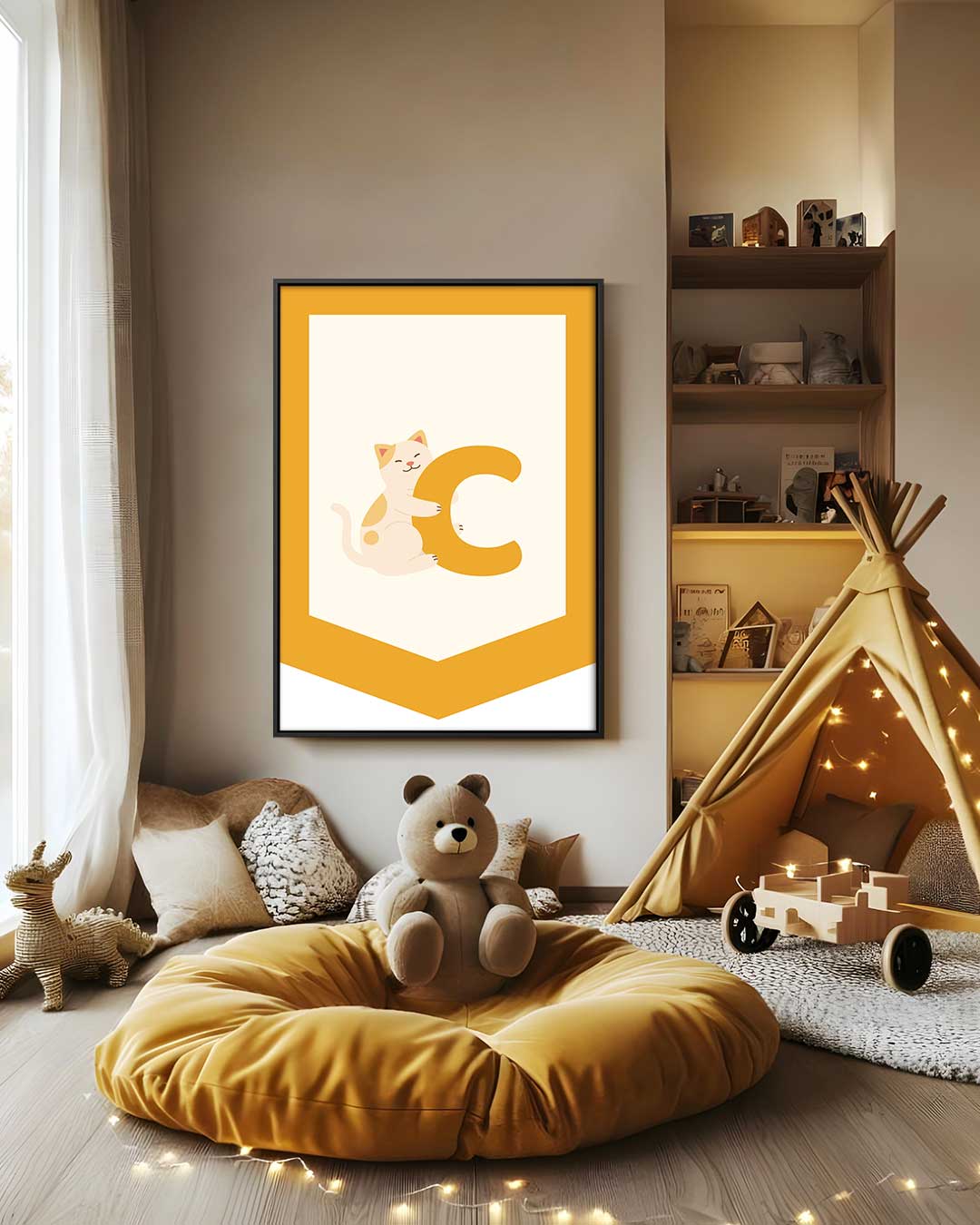 Kattenvlag met Letter C Kunstwerk-canvas-dibond-plexiglas-wanddecoratie-WallArtistic