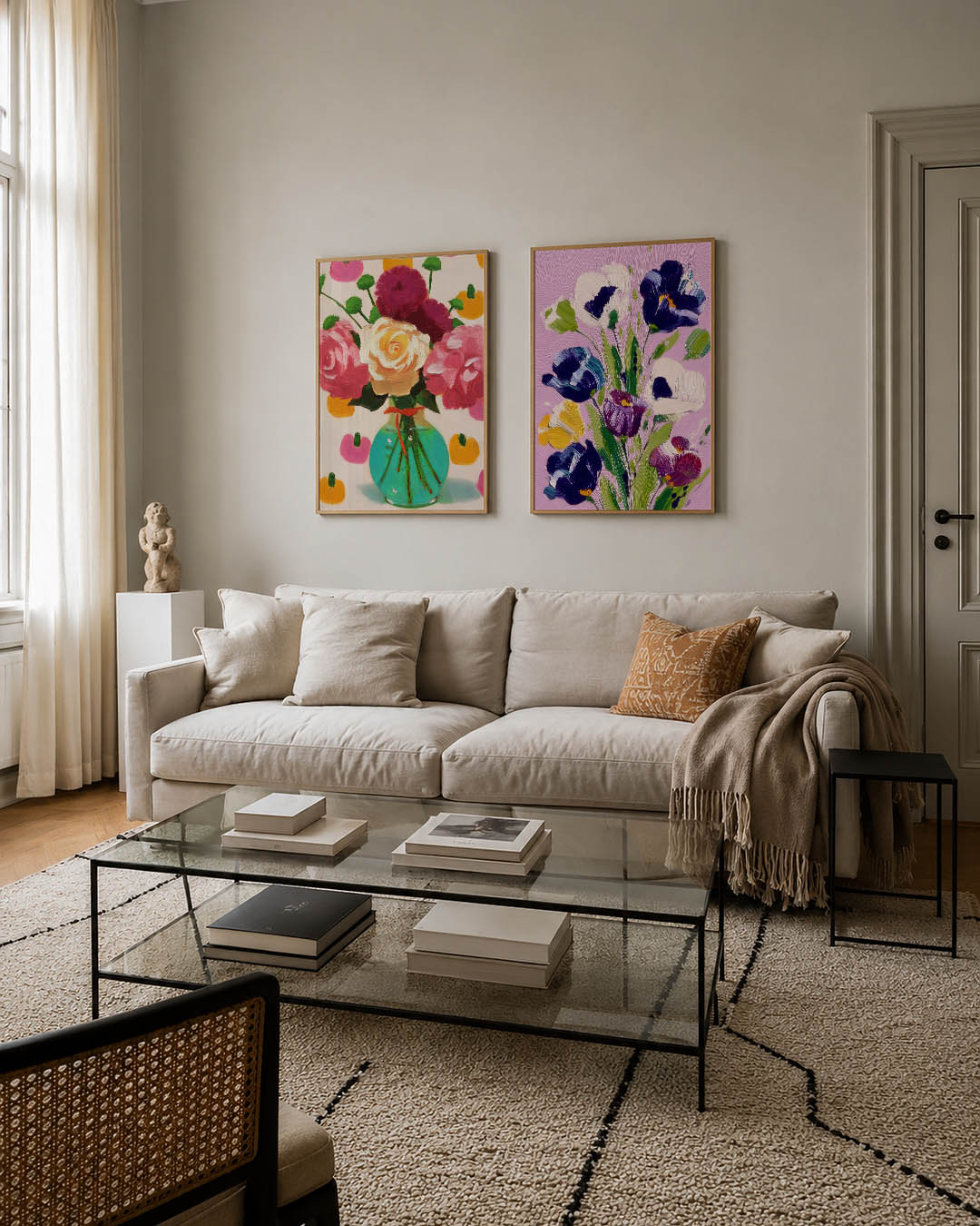 Bloemrijke kleurvlakken Posterset