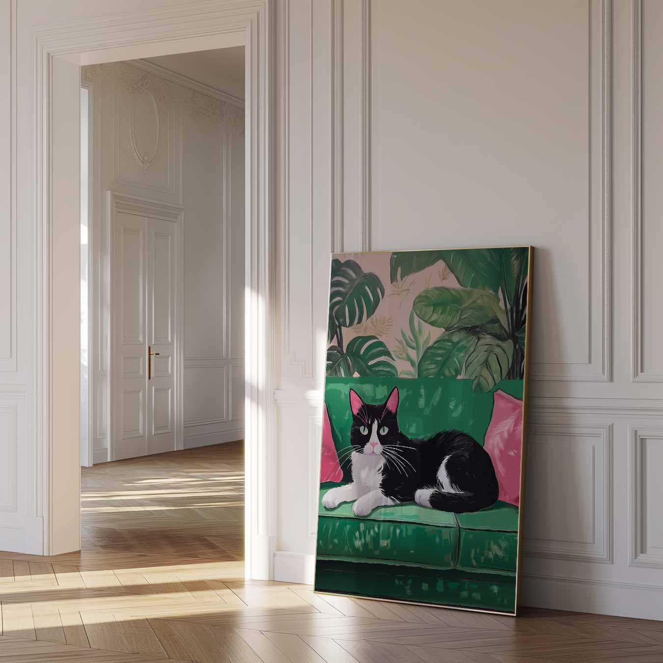 Cozy Cat in Jungle Chill Poster