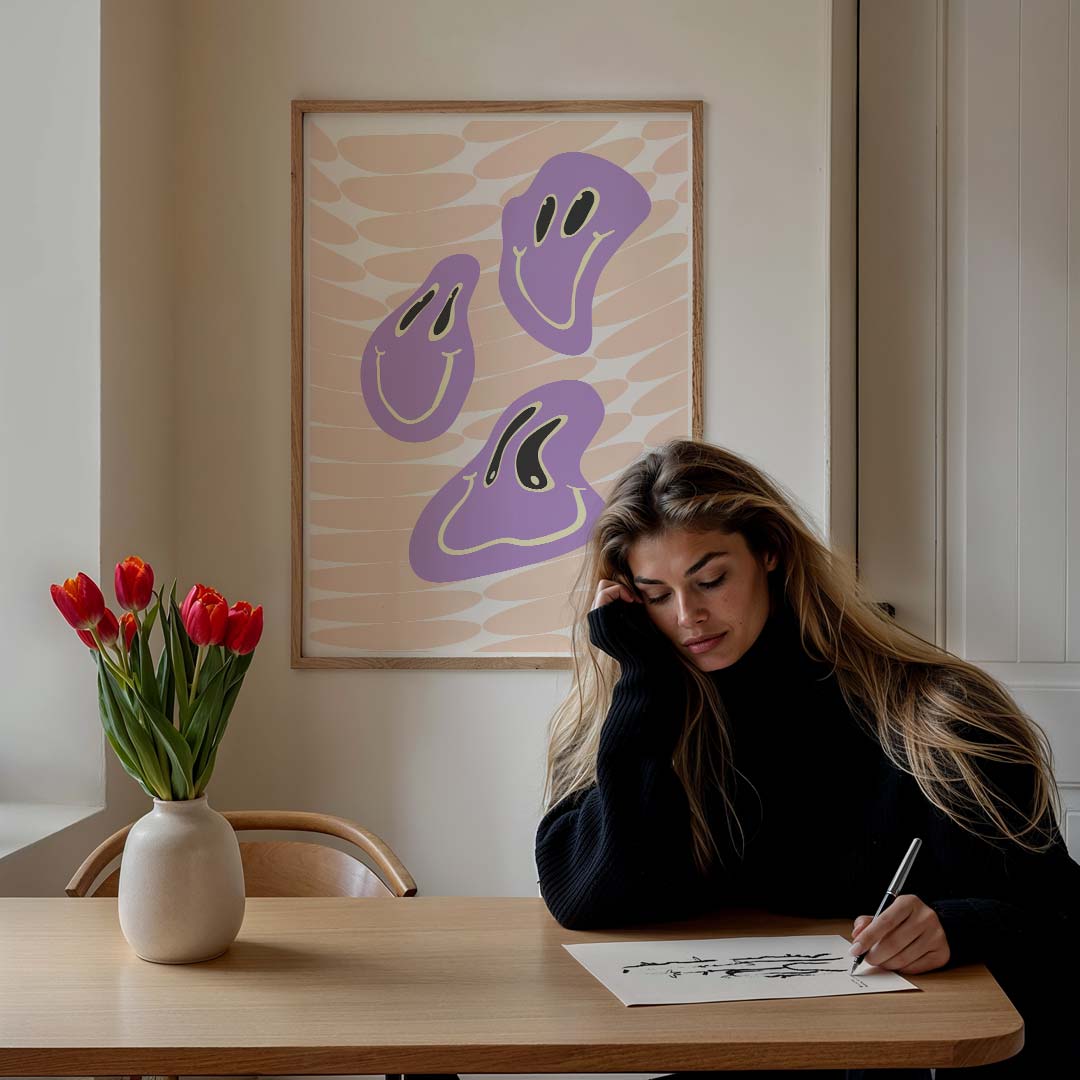 Funky Vrolijke Gezichtjes Poster-WallArtistic
