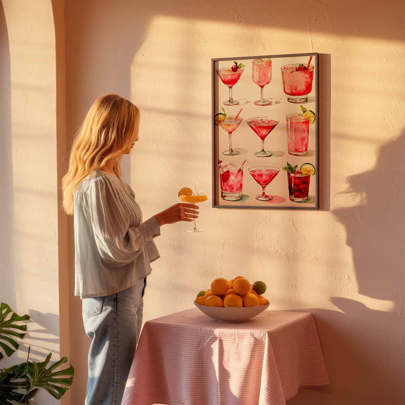 Roze Cocktail Kunstposter
