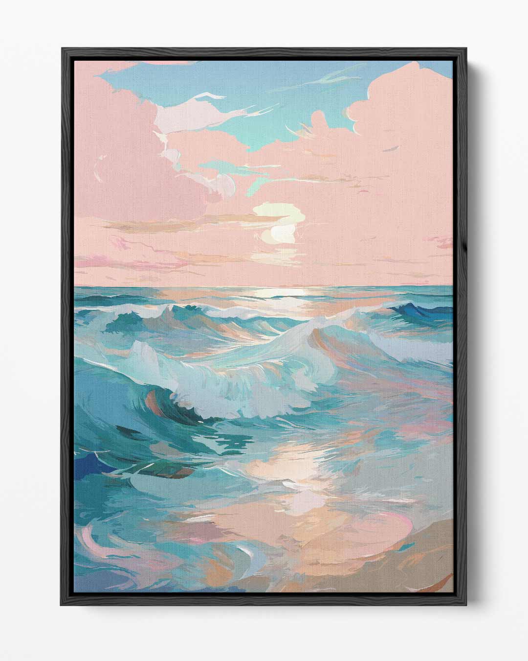 Zomers Golvenspel bij Zonsondergang Kunstwerk-canvas-dibond-plexiglas-wanddecoratie-WallArtistic