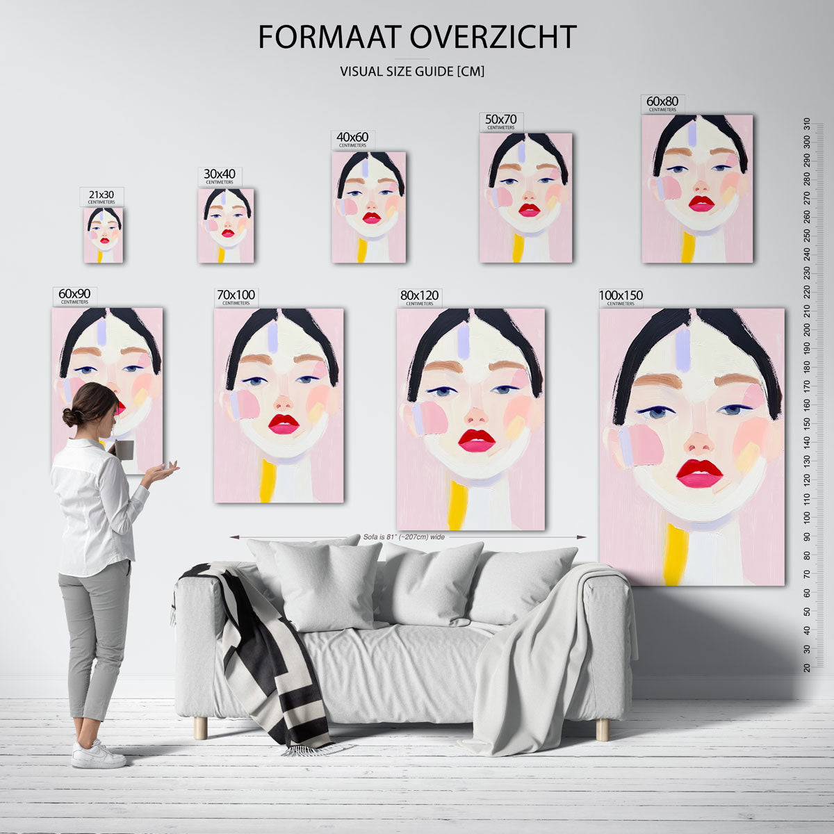 Portret met rode lippen Poster