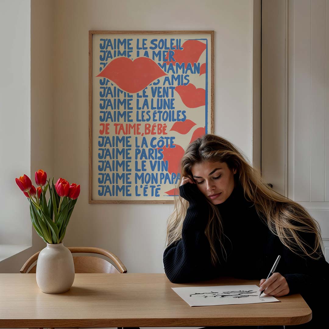 Liefdevolle Franse Inspiratieposter-WallArtistic
