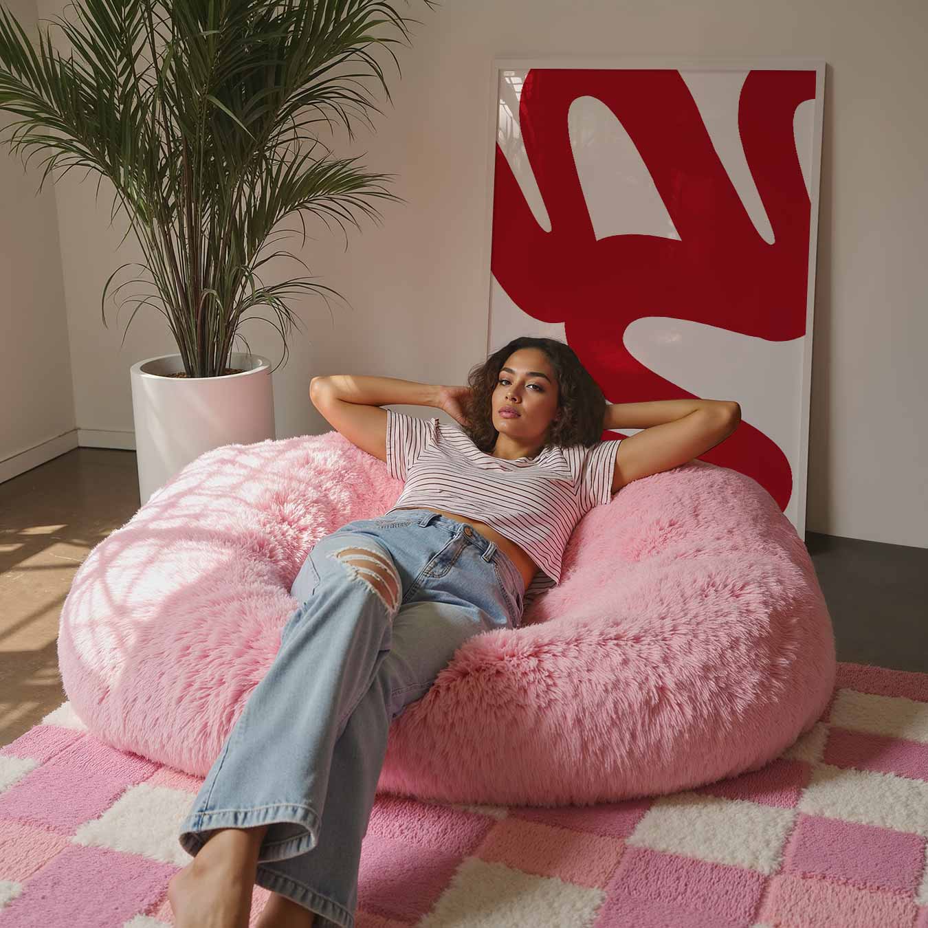 Abstracte Roodgolven Poster-WallArtistic