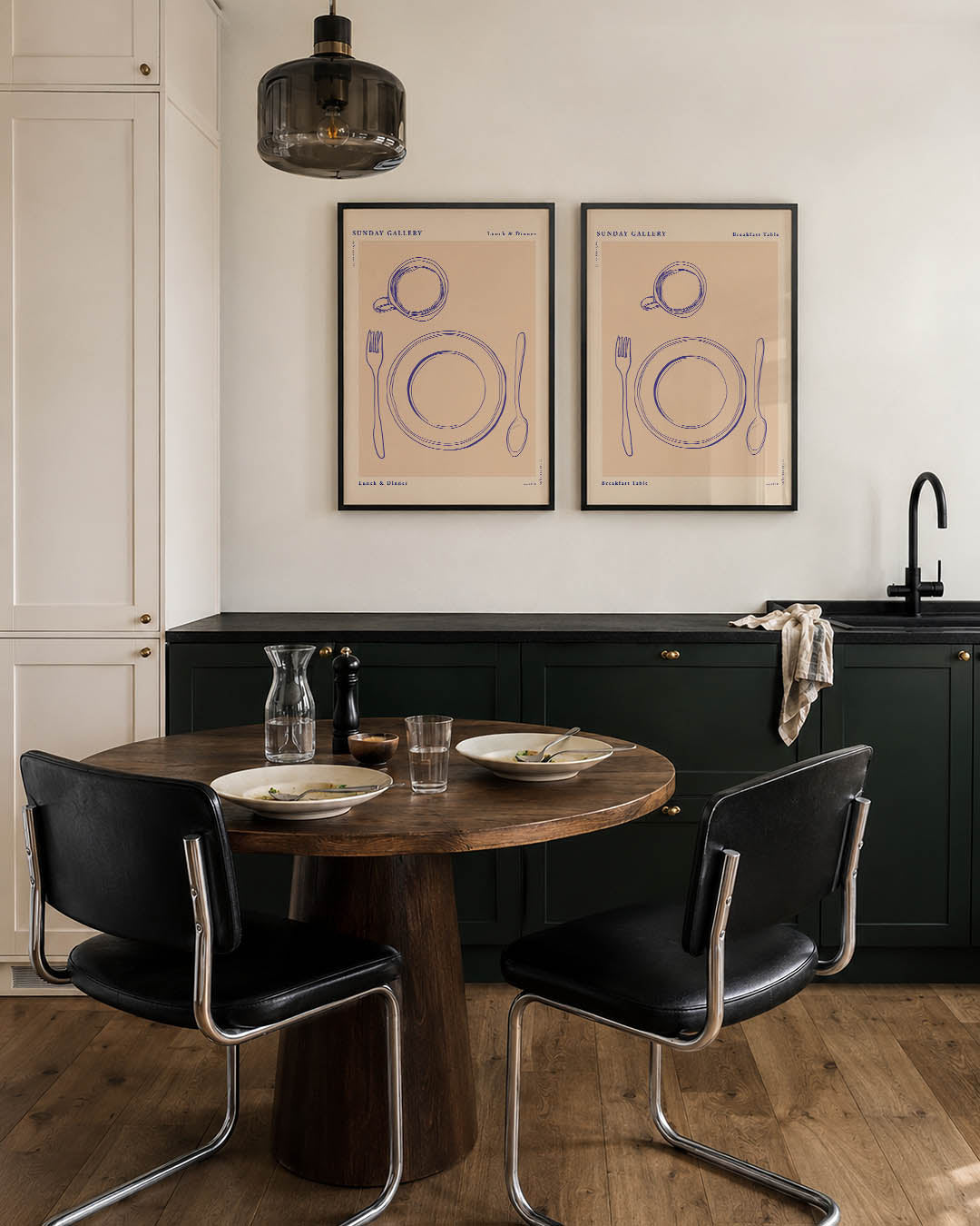 Eettafel lijnenspel Posterset