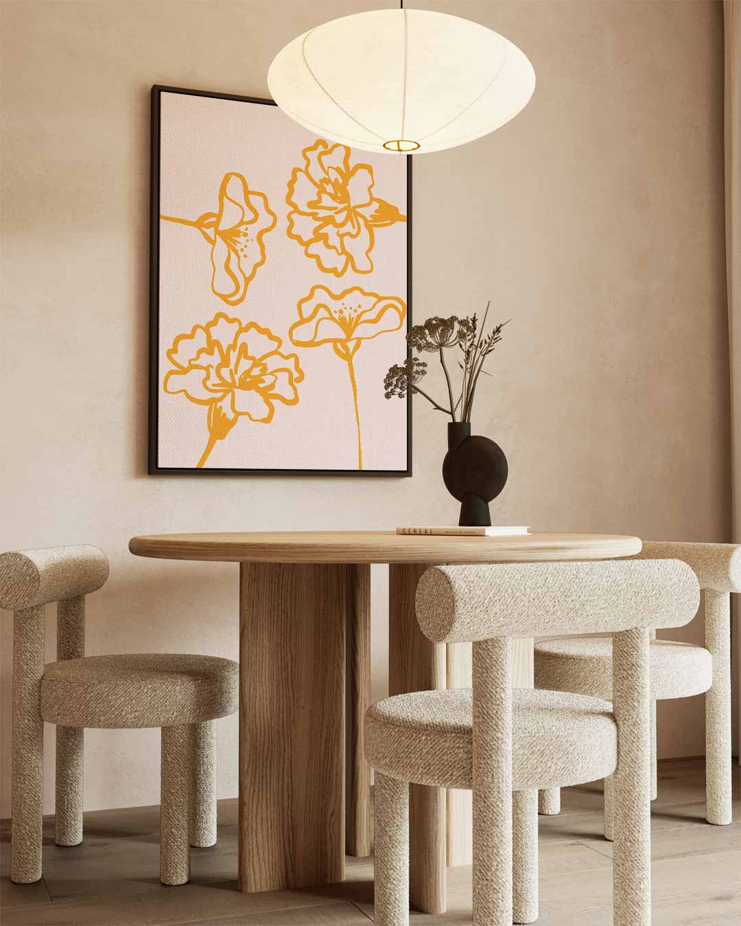 Bloemenpracht in Lijnenspel Kunstwerk-canvas-dibond-plexiglas-wanddecoratie-WallArtistic