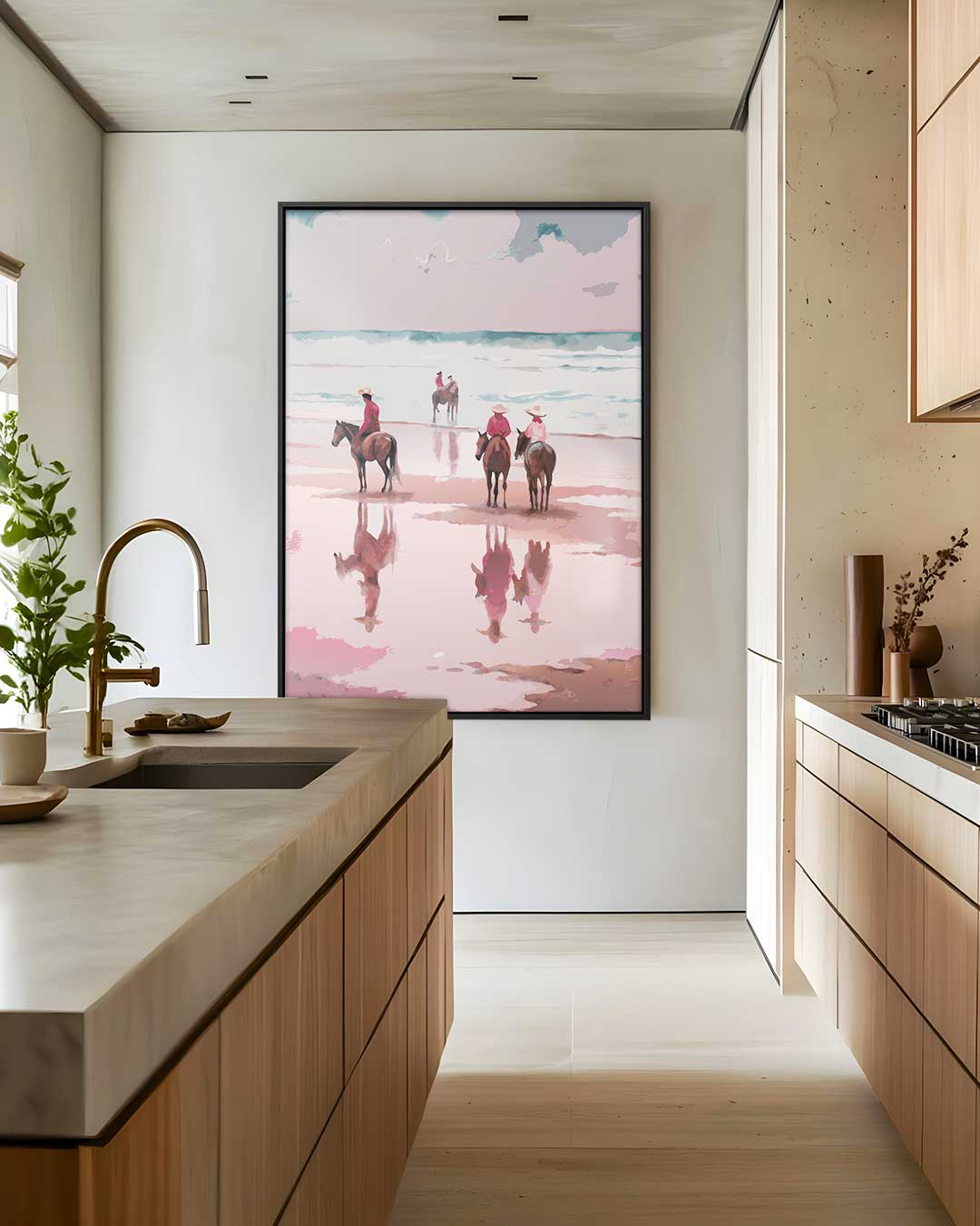 Strandrit in de Avondzon Kunstwerk-canvas-dibond-plexiglas-wanddecoratie-WallArtistic