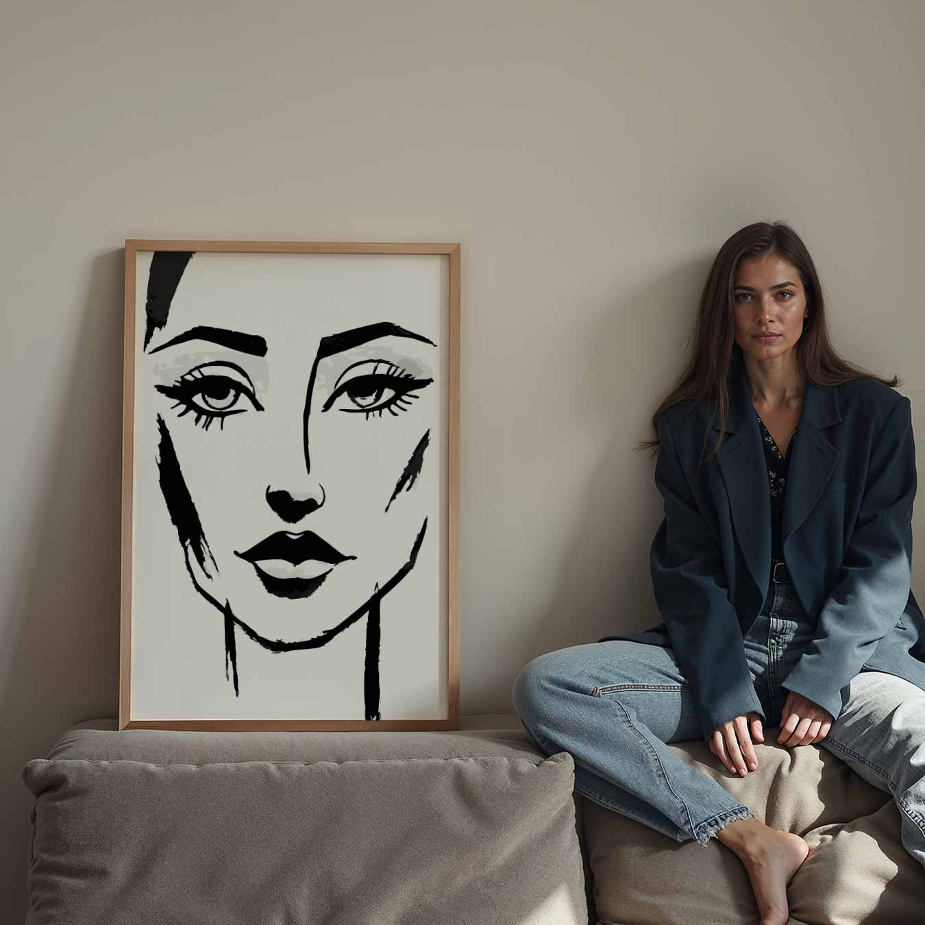 Artistieke Zwart-Wit Vrouwenportret Poster-WallArtistic