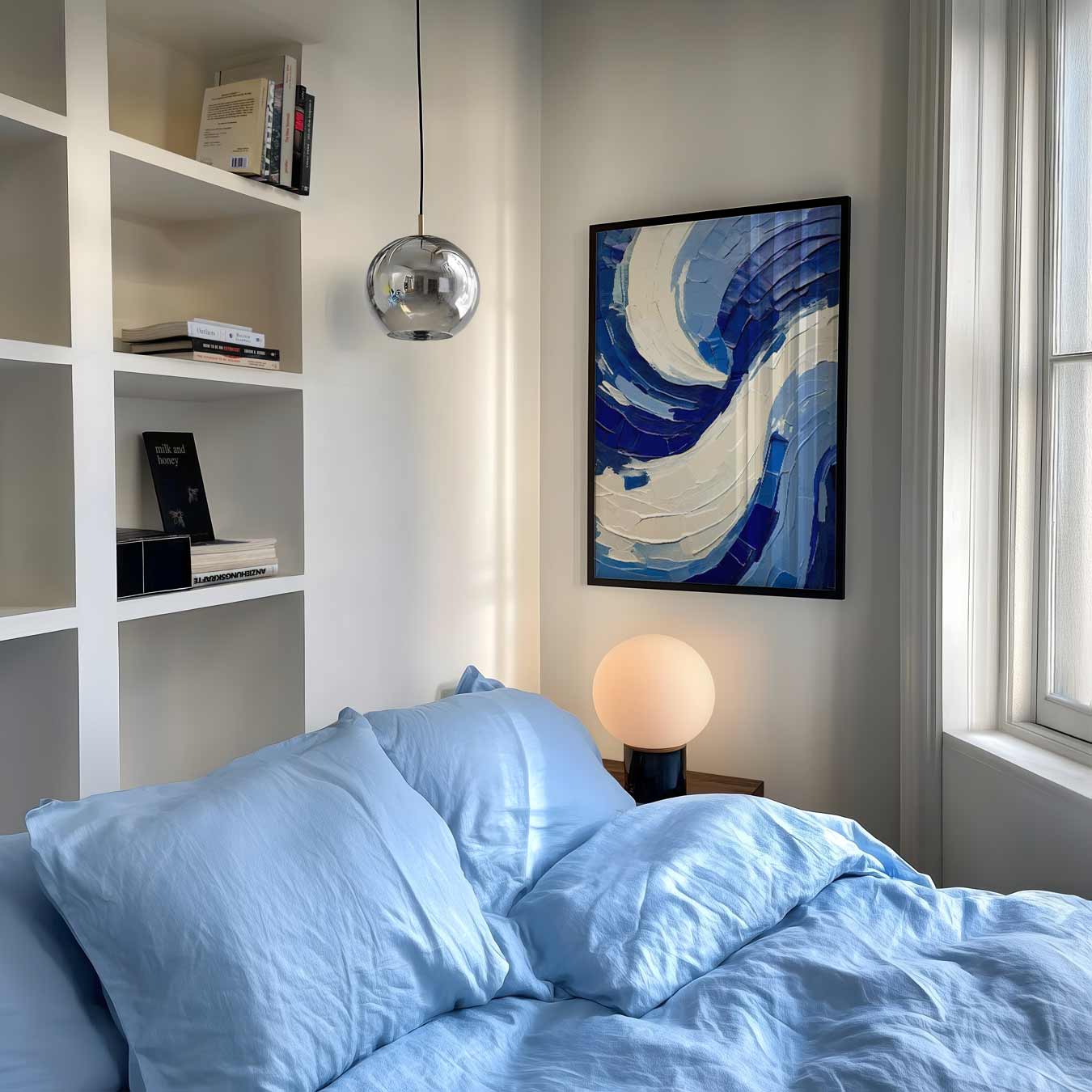Abstracte Blauwe Swirl Poster